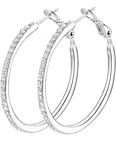 Hoop Earrings Cubic Zirconia White Gold Plated Rhinestone Hoop Earrings for Women Girls Jewelry Earrings $12.25 Hoop