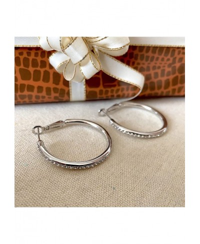 Hoop Earrings Cubic Zirconia White Gold Plated Rhinestone Hoop Earrings for Women Girls Jewelry Earrings $12.25 Hoop