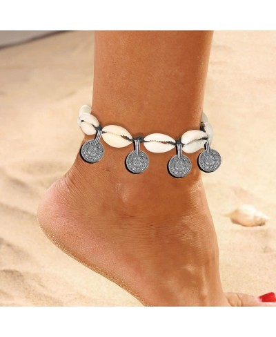 Bohe Shell Anklet White Coin Adjustable Ankle Bracelets Beach Summer Anklets Chain Jewelry for Women and Girls $9.39 Anklets