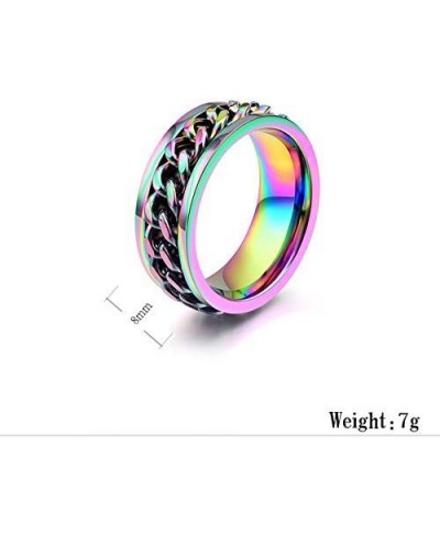 8mm Colorful Chain Design Stainless Steel Spins Rings for Unisex Wedding Bands Ring $15.13 Wedding Bands