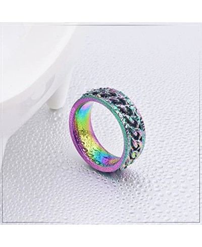 8mm Colorful Chain Design Stainless Steel Spins Rings for Unisex Wedding Bands Ring $15.13 Wedding Bands