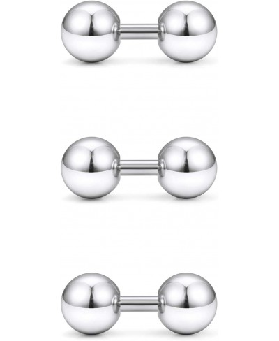 3PCS 14G Stainless Steel Externally Threaded Straight Barbell Tragus Ring Cartilage Jewelry w 6mm 8mm 10mm Big Balls $10.11 P...