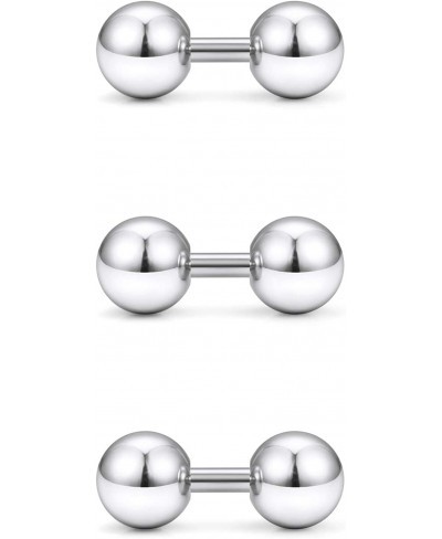 3PCS 14G Stainless Steel Externally Threaded Straight Barbell Tragus Ring Cartilage Jewelry w 6mm 8mm 10mm Big Balls $10.11 P...