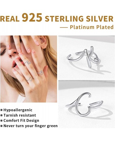 Personalized 925 Sterling Silver Initial Letter Ring A-Z Stackable Ring Adjustable Size 6-11(with Gift Box) $11.68 Promise Rings