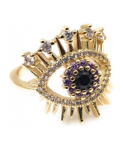 18K Gold Plated Evil Eye Ring for Women Protection Jewelry $18.65 Statement