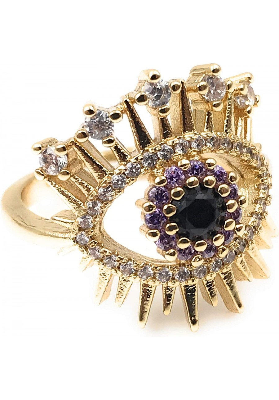 18K Gold Plated Evil Eye Ring for Women Protection Jewelry $18.65 Statement