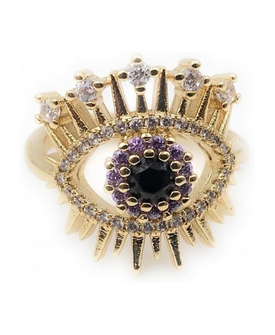 18K Gold Plated Evil Eye Ring for Women Protection Jewelry $18.65 Statement