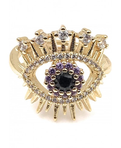 18K Gold Plated Evil Eye Ring for Women Protection Jewelry $18.65 Statement