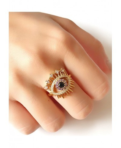 18K Gold Plated Evil Eye Ring for Women Protection Jewelry $18.65 Statement