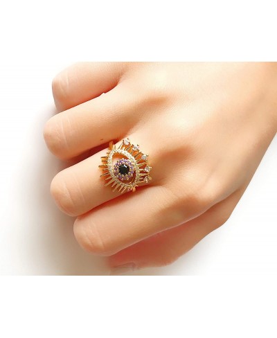 18K Gold Plated Evil Eye Ring for Women Protection Jewelry $18.65 Statement