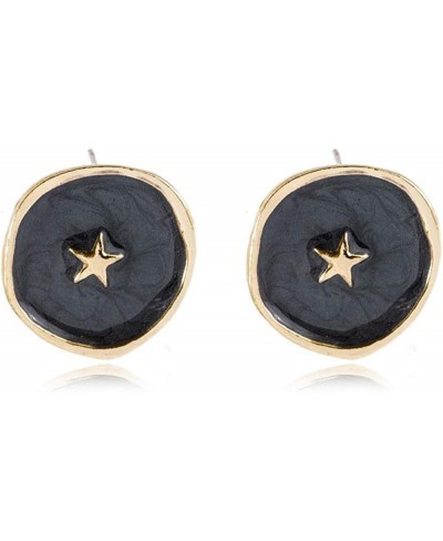 Minimalist Moon Lightning Star Gold Plated Stud Earrings Set for Women Girls Personalized Enamel Round Stud Earrings Trendy J...