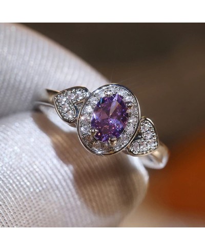 S925 Sterling Silver Vintage Amethyst Diamond Ladies Ring Heart-Shaped pavé Cubic Zirconia Ring Gorgeous CZ Diamond Ring Eter...