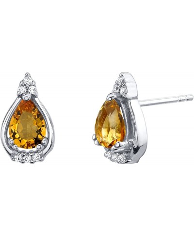 925 Sterling Silver Solitaire Empress Stud Earrings for Women in Various Gemstones 7x5mm Pear Shape Friction Backs $39.60 Stud