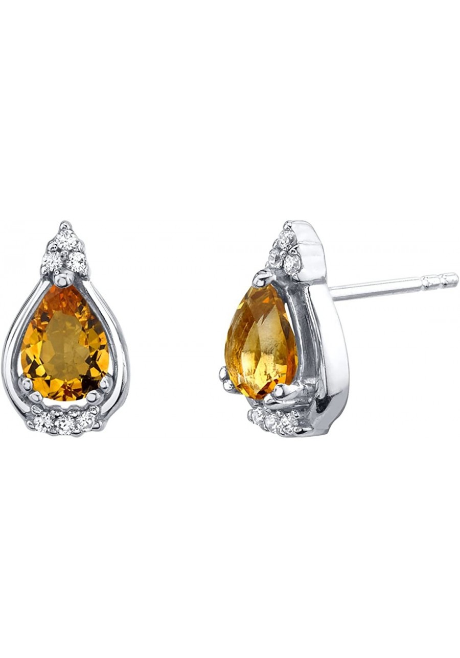 925 Sterling Silver Solitaire Empress Stud Earrings for Women in Various Gemstones 7x5mm Pear Shape Friction Backs $39.60 Stud