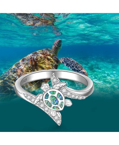 Turtle Ring Sea Turtle Abalone Shell Ocean Wave Rings for Women Sterling Silver Animal Good Luck Mothers Day Longevity Gifts ...