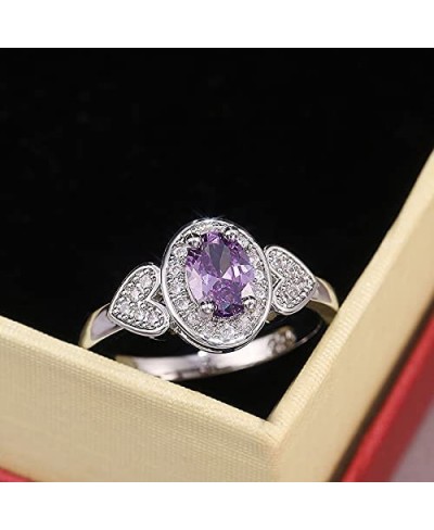 S925 Sterling Silver Vintage Amethyst Diamond Ladies Ring Heart-Shaped pavé Cubic Zirconia Ring Gorgeous CZ Diamond Ring Eter...