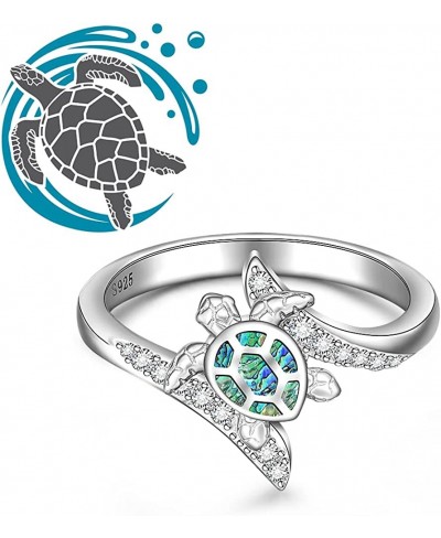 Turtle Ring Sea Turtle Abalone Shell Ocean Wave Rings for Women Sterling Silver Animal Good Luck Mothers Day Longevity Gifts ...