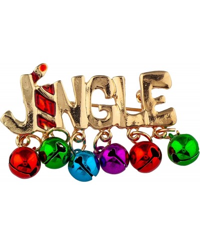 Colorful Christmas Bells Goldtone Word Jingle Red Candle Pin $13.25 Brooches & Pins