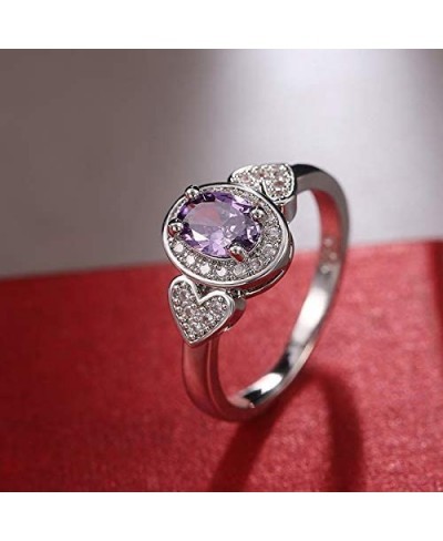 S925 Sterling Silver Vintage Amethyst Diamond Ladies Ring Heart-Shaped pavé Cubic Zirconia Ring Gorgeous CZ Diamond Ring Eter...