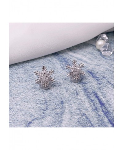 Winter Snowflake Cubic Zirconia Clip On Non Pierced Earrings CZ For Women Girls $15.74 Clip-Ons