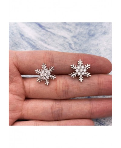 Winter Snowflake Cubic Zirconia Clip On Non Pierced Earrings CZ For Women Girls $15.74 Clip-Ons