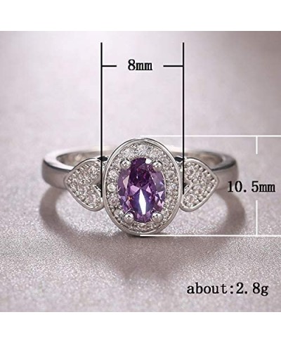 S925 Sterling Silver Vintage Amethyst Diamond Ladies Ring Heart-Shaped pavé Cubic Zirconia Ring Gorgeous CZ Diamond Ring Eter...