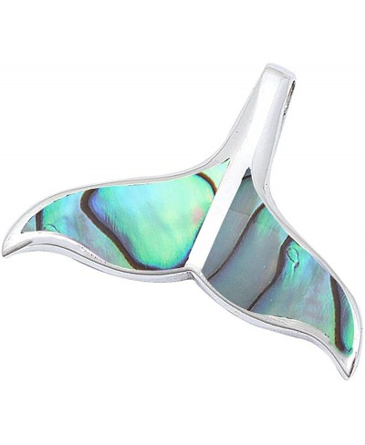 .925 Sterling Silver Simulated Abalone Shell Whale Tail Pendant $19.93 Pendants & Coins