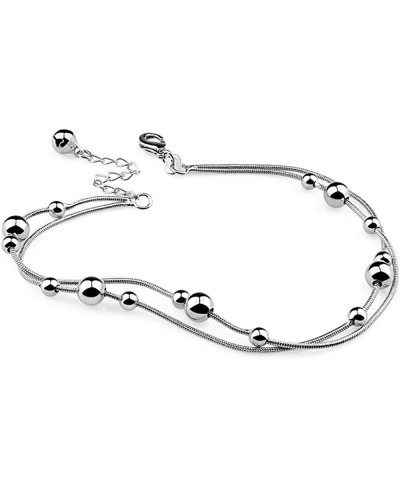 Fashion Foot Jewelry -Silver Snake Anklet with Ball Beads For Women Lobster Lock Adjustable Charm Beach Ankle Bracelet Gift $...