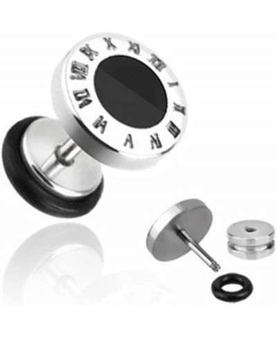 Earrings Rings 316L Surgical Steel Fake Plug Black Round Inlay Roman NumerL 16g - Sold as a Pair 16 Gauge $14.82 Faux Body Pi...