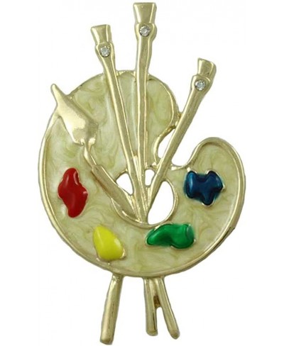 Goldplated Enamel and Crystal Artist Palette Brooch Pin $16.47 Brooches & Pins