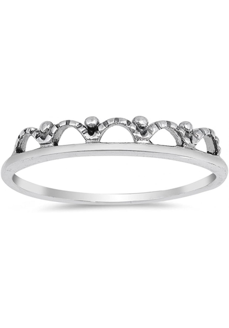 Oxidized Crown Tiara Princess Small Ring New 925 Sterling Silver Band Sizes 3-10 $12.52 Bands