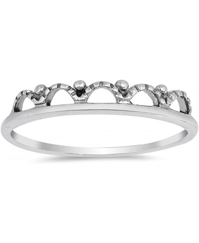 Oxidized Crown Tiara Princess Small Ring New 925 Sterling Silver Band Sizes 3-10 $12.52 Bands