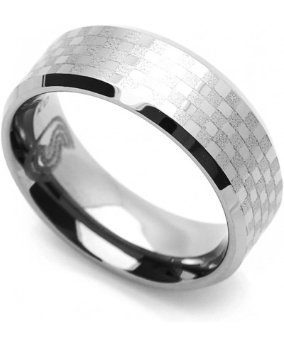 8MM Comfort Fit Tungsten Carbide Wedding Band Checker Bord Pattern Flat Ring (7 to 14) $29.13 Wedding Bands