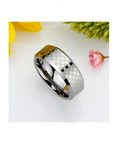 8MM Comfort Fit Tungsten Carbide Wedding Band Checker Bord Pattern Flat Ring (7 to 14) $29.13 Wedding Bands