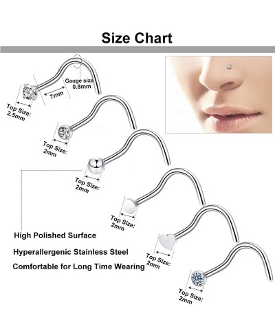 36 Pcs 20G Nose Rings for Women Nose Piercings Jewelry Nose Rings Hoops L Shape Nose Studs Screw Hypoallergenic Nostril Surgi...