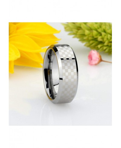 8MM Comfort Fit Tungsten Carbide Wedding Band Checker Bord Pattern Flat Ring (7 to 14) $29.13 Wedding Bands