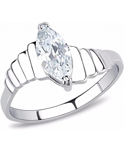 10x5mm Marquise Cut CZ Solitaire Stainless Steel Bridal Ring $14.25 Engagement Rings