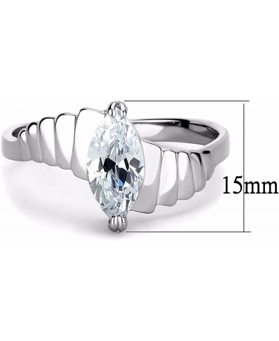 10x5mm Marquise Cut CZ Solitaire Stainless Steel Bridal Ring $14.25 Engagement Rings