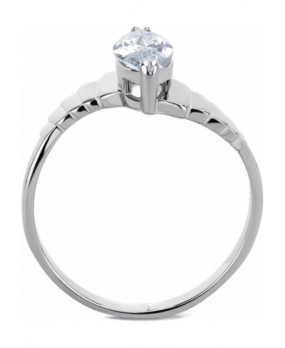 10x5mm Marquise Cut CZ Solitaire Stainless Steel Bridal Ring $14.25 Engagement Rings