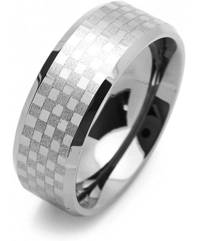 8MM Comfort Fit Tungsten Carbide Wedding Band Checker Bord Pattern Flat Ring (7 to 14) $29.13 Wedding Bands