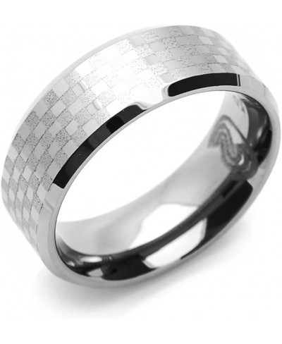 8MM Comfort Fit Tungsten Carbide Wedding Band Checker Bord Pattern Flat Ring (7 to 14) $29.13 Wedding Bands