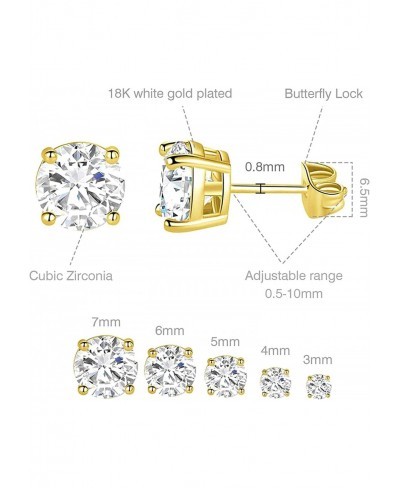 18K Gold Plated 4 Pong Graduated Round Clear Cubic Zirconia Stud Earring Set for Women (5 Pairs) $14.74 Stud