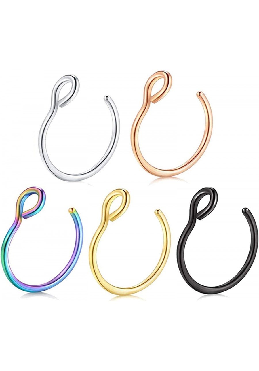 Fake Nose Ring 20G Faux Piercing Jewelry 8mm Fake Nose Ring Hoop for Faux Lip Septum Nose Ring Set $8.93 Faux Body Piercing J...