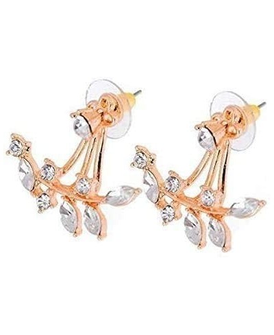 Fashion Gold Plated Leaf Crystal Ear Jacket Double Sided Swing Stud Earrings Gift $8.53 Stud