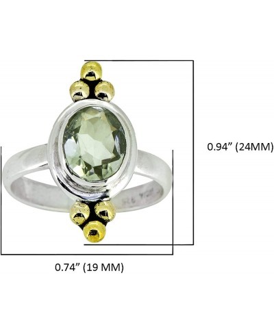 Green Amethyst Ring Solid 925 Sterling Silver Brass Accents Jewelry $26.72 Statement