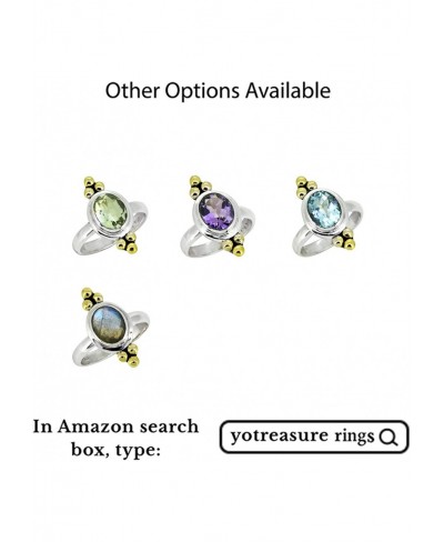 Green Amethyst Ring Solid 925 Sterling Silver Brass Accents Jewelry $26.72 Statement