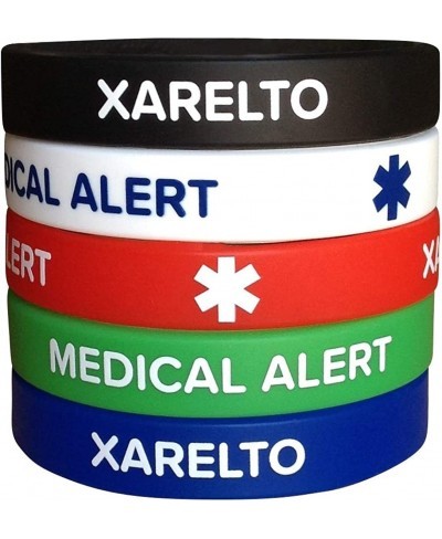 Xarelto Silicone Bracelets Medical Alert (5 Pack) Wristbands Adult Size for Men Women 7.8 $8.75 Identification