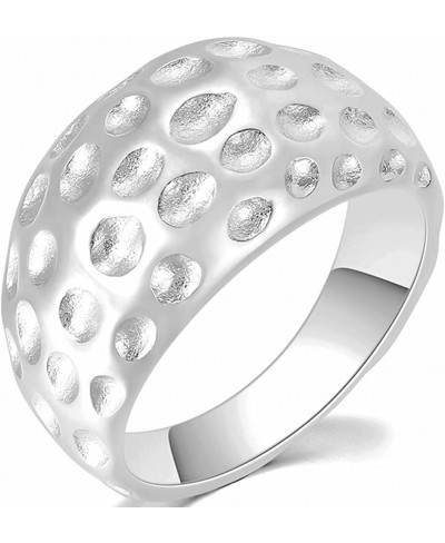 Stainless Steel Hammered Domed Stye Classic Plain Wedding Engagement Statement Anniversary Ring $8.35 Engagement Rings