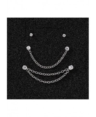 Nose Chain Piercing Across Nose Double Nose Piercing Chain L Shaped Diamond Nose Stud Chain Surgical Steel Nose Ring Chain No...