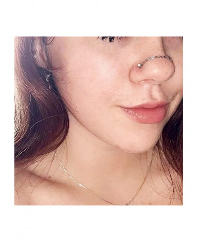 Nose Chain Piercing Across Nose Double Nose Piercing Chain L Shaped Diamond Nose Stud Chain Surgical Steel Nose Ring Chain No...